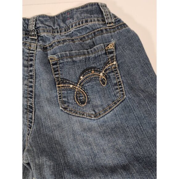 Wallflower Jeans Womens Sz 9  Blue Faded Embroidered Rhinestones Stretch - Picture 9 of 9